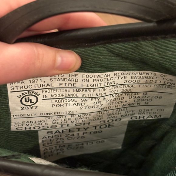 La Crosse Crosstech Black Leather Round Toe Fire Fighter Safety Rain Boots 7 - Picture 6 of 8